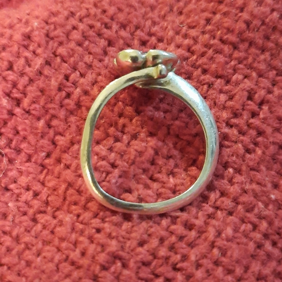 SS blue sapphire & white enamel ring - Picture 2 of 4